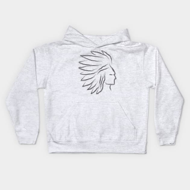 Native american indian chief Kids Hoodie by mypointink